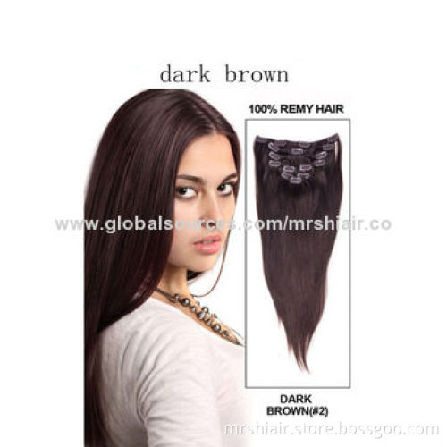 100gram 14-24-inch silky straight cheap 100% human hair clip-in hair extensions